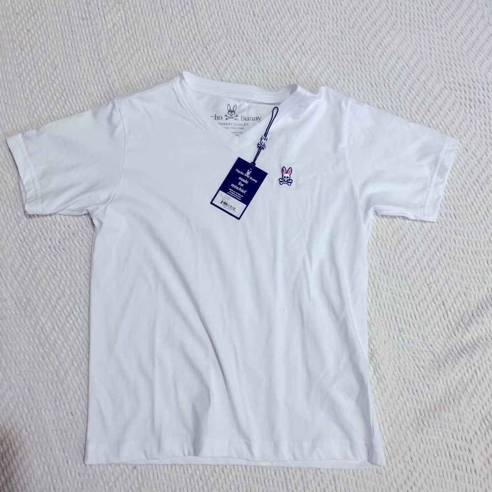 Psycho Bunny V neck white T